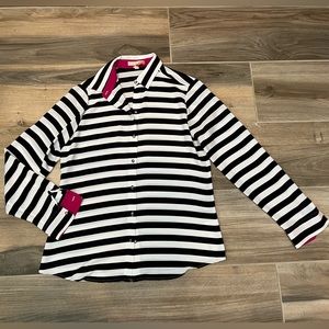 Banana Republic Black and White Striped Blouse, Size: Medium